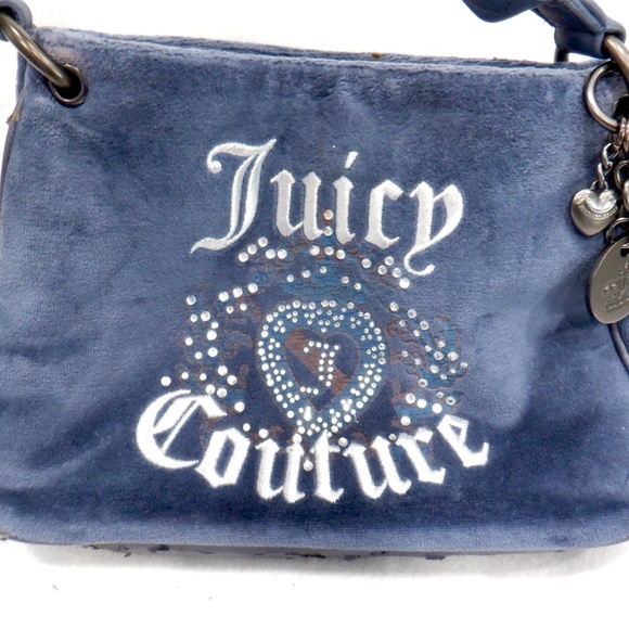 JUICY COUTURE Blue Velour Purse * Needs Repair * - Picture 7 of 11